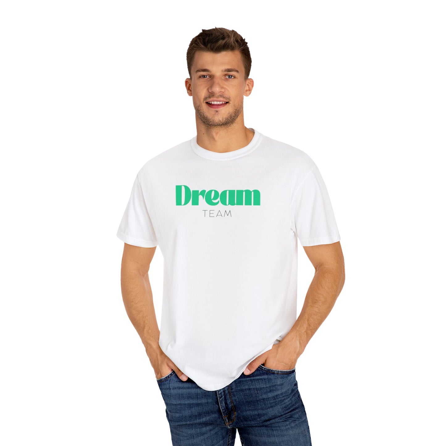 Dream Team Unisex Garment-Dyed T-shirt, Motivational Tee, Team Spirit Shirt, Casual Wear, Gift for Friends